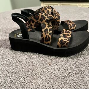 Yellow Box Leopard Print Platform Sandals
